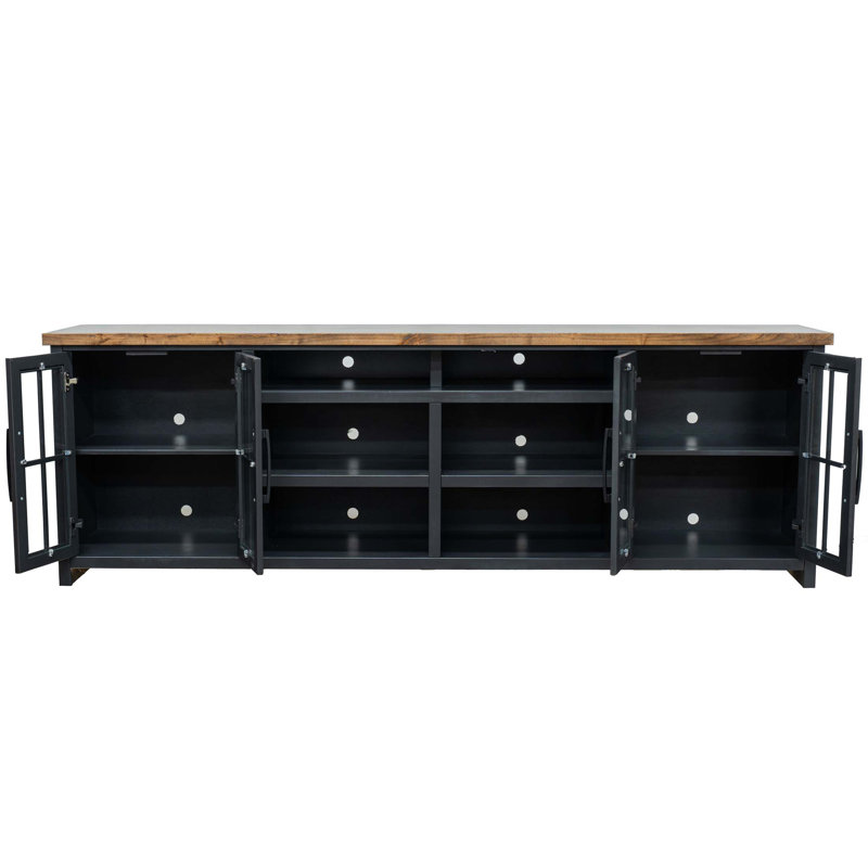Meuble télé 96 po pour téléviseur de 100 po ou moins, aucun assemblage requis, style campagne moderne, Noir