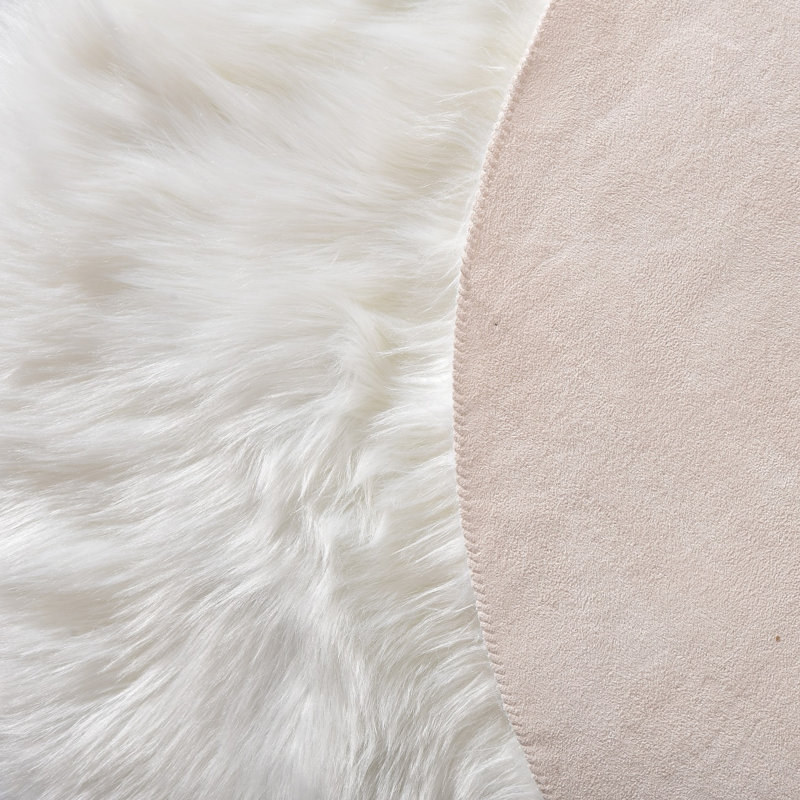 Heustis Faux Sheepskin Indoor Rug, Round 6'