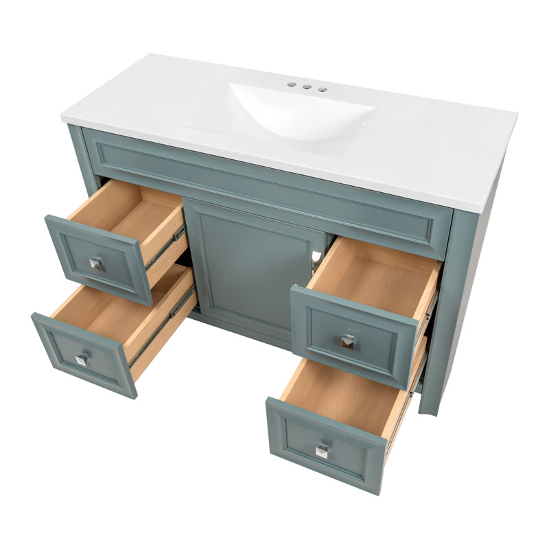 Nimay 48.5'' Single Bathroom Vanity with Cultured Marble Top, Green