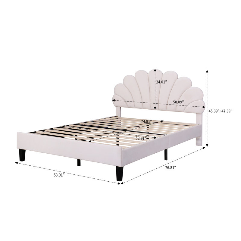 Lit plateforme tapissier Prehaan, Complète, Beige