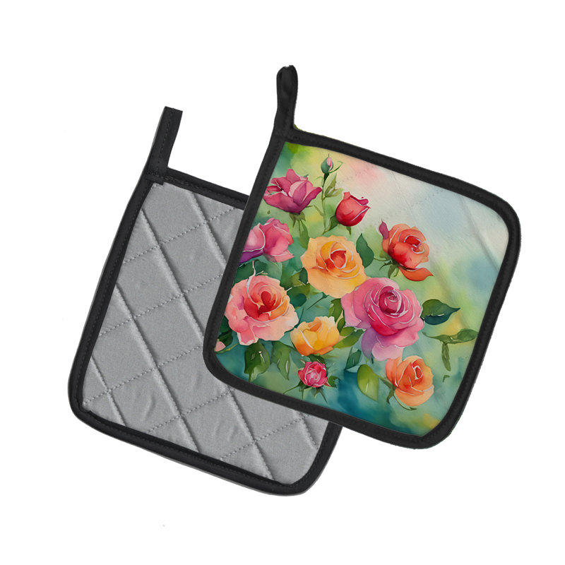 Caroline's Treasures Floral Polyester Potholder Set
