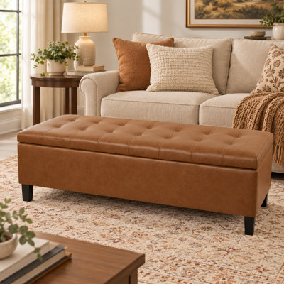 Loggins Faux Leather Storage Bench