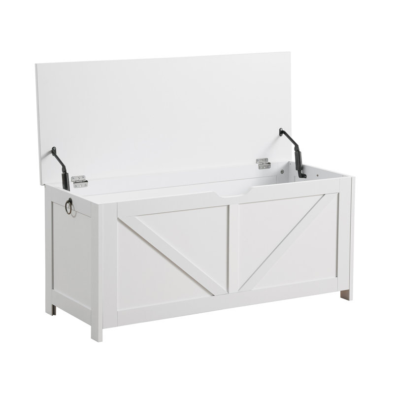 Storage Chest,Storage Bench,Retro Toy Box Organizer ,Entryway Storage Bench With 2 Hinges,Easy Assembly, White