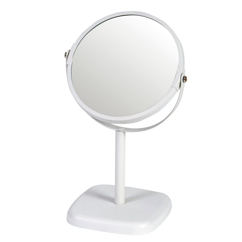 Arkadelphia Metal Round Floor Mirror, White
