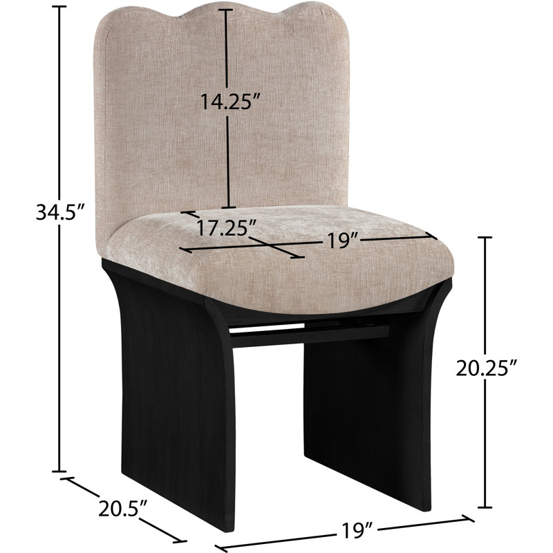 Chaise rembourrée Shaw Cassady, Tissu chenille beige, Noir, noir, noir, noir