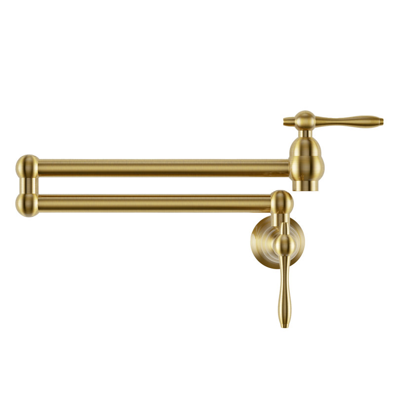Plaisir Retractable Wall Mount Pot Filler Faucet In Polished Chrome, Or brossé