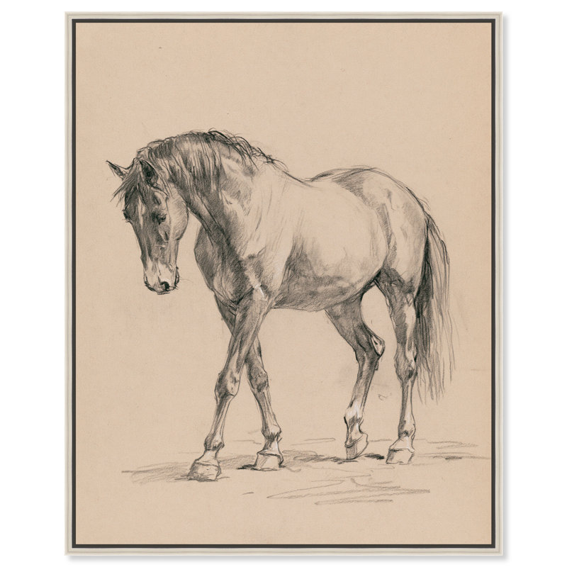«Graphite Mare III», reproduction d'art sur toile encadrée, H 46 po x l 37 po, Cadre argenté