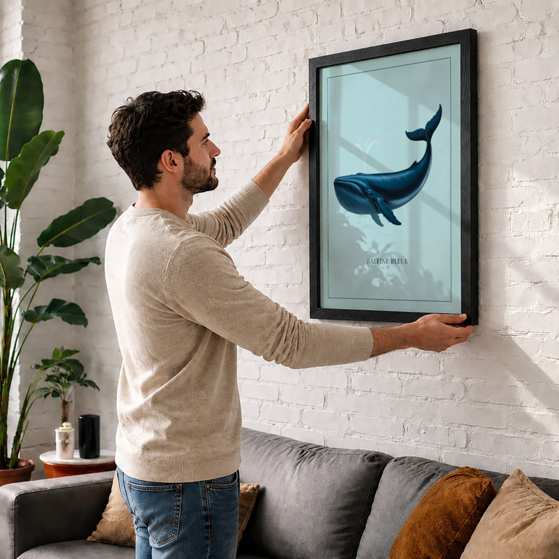 Baleen Whale Modern - Framed Print, Unframed, A2 - 59.4 x 42.0 cm