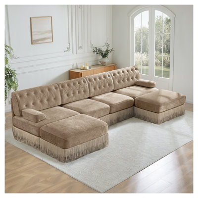 Canapé modulaire en velours Camel