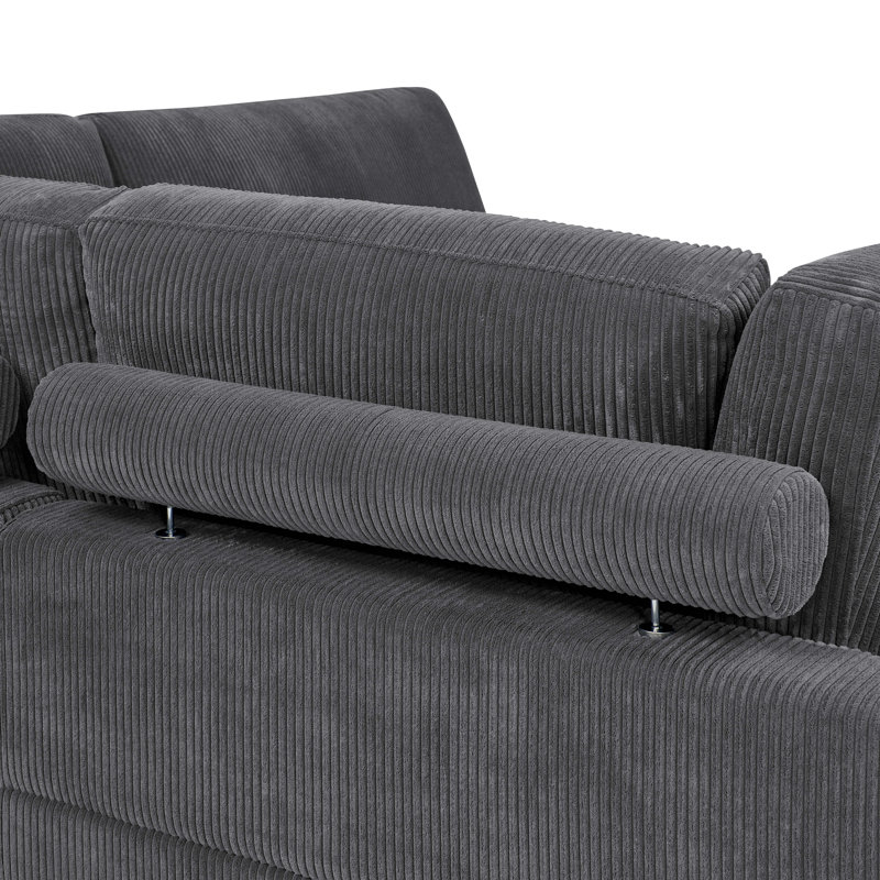 Corduroy Sectional, Gray Corduroy