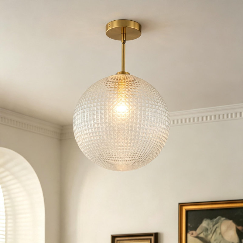 13.8'' Glass Shade Ceiling Flush Mount Light