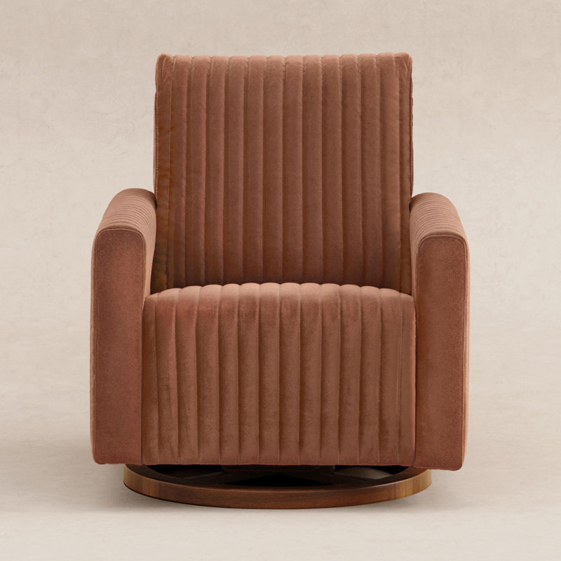 Poe Channeled Swivel Glider, Rust Velvet
