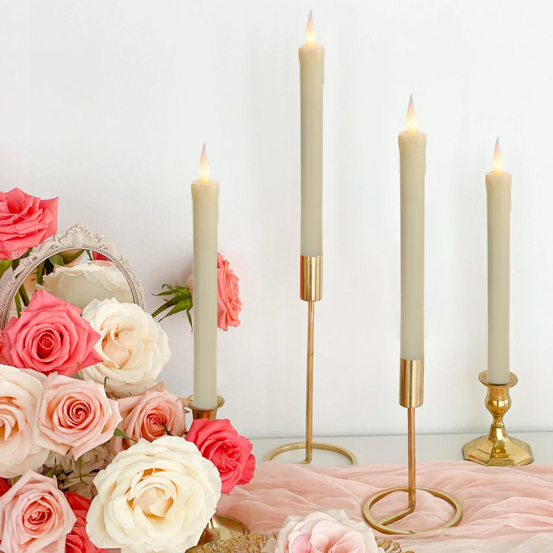 LED Flameless Ivory Wax Drip Candles with Remote Control, 6