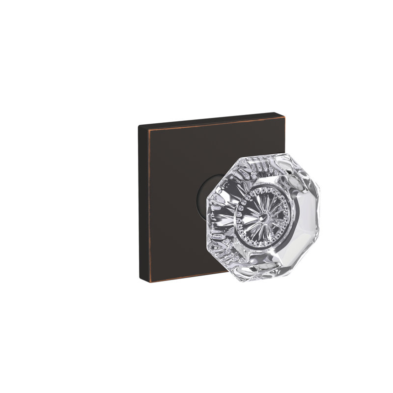 Alexandria Non-Turning Glass Knob with Collins Trim, Aged Bronze