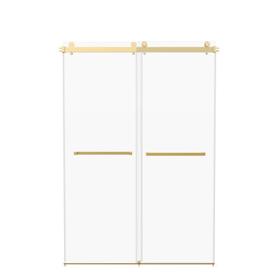  Frameless Dual-Sliding Shower Door, 76×48", 3-color Options, Chrome, Black, Brushed Gold