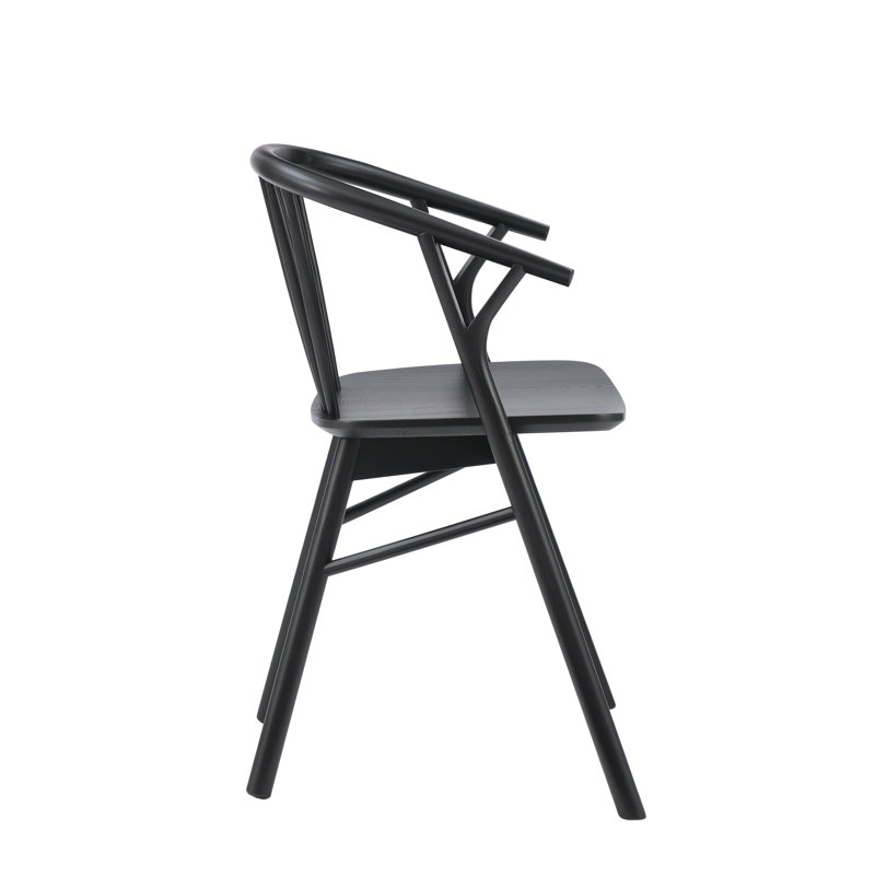 Fincher Solid Wood Windsor Back Arm Chair, Black
