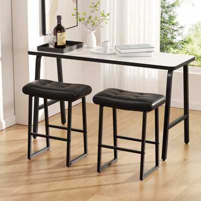 Tabouret de bar à large coussin en similicuir avec structure en métal
