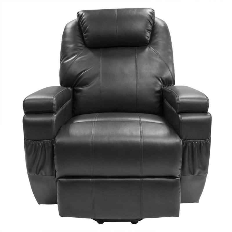 90cm Wide Lift Assist Standard Recliner, Black Faux Leather
