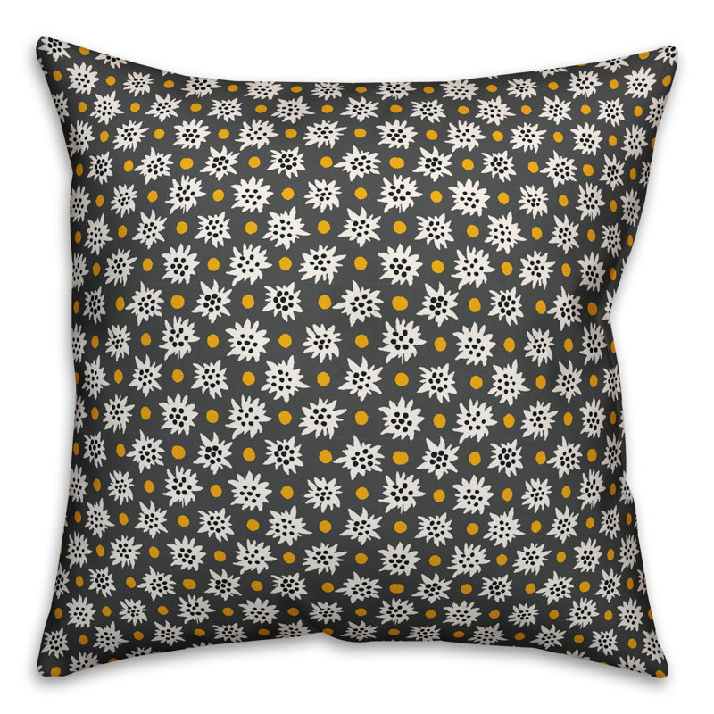 Coussin décoratif abstrait flocon de neige carré, 20 po x 20 po, Gris, Intérieur