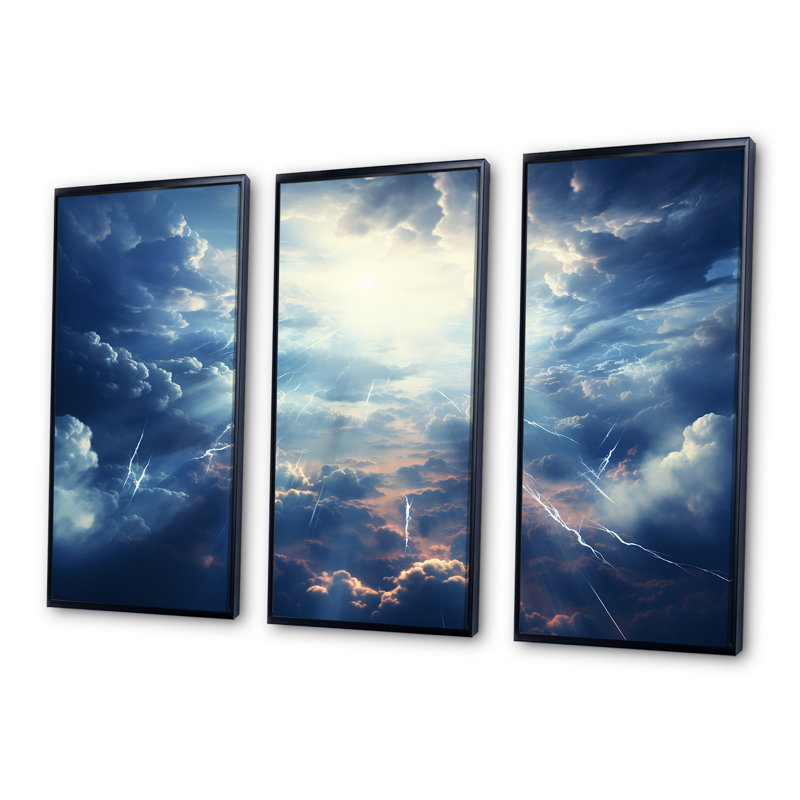 Ethereal Storm Sky - art mural ciel, H 28 po x l 36 po x P 1 po, Cadre flottant noir