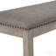 Banc de salle à manger avec esthétique traditionnelle, siège en lin gris, garniture cloutée, cadre brun en bois, profondeur d'assise de 16,5 po, banc rustique de 63,5 po de largeur, revêtement massif, hauteur de 20 po