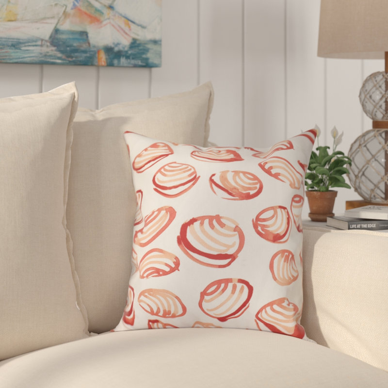 Coussin extérieur Rocio Clams, Corail, H 16 po x l 16 po
