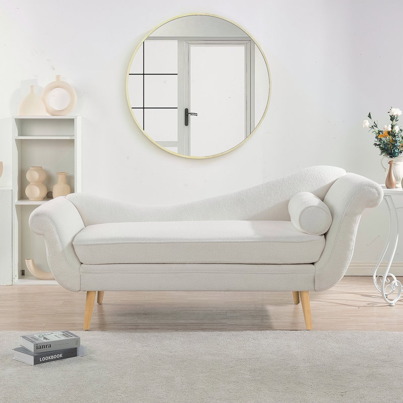 Chaise longue avec accoudoirs à volutes, Blanc