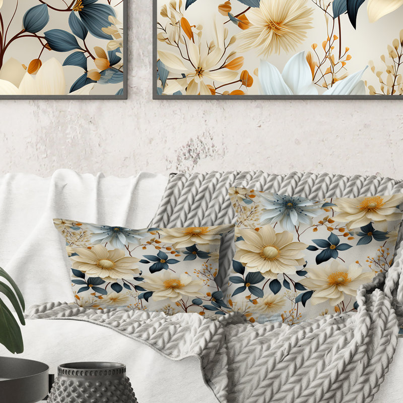 Earthy Elegance Boho Pattern V - Floral Printed Pillow