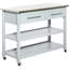 Îlot de cuisine, plateau en acier inoxydable, 2 tablettes, tiroirs, gris, design rustique pour poste de travail roulant pratique avec utilisation efficace