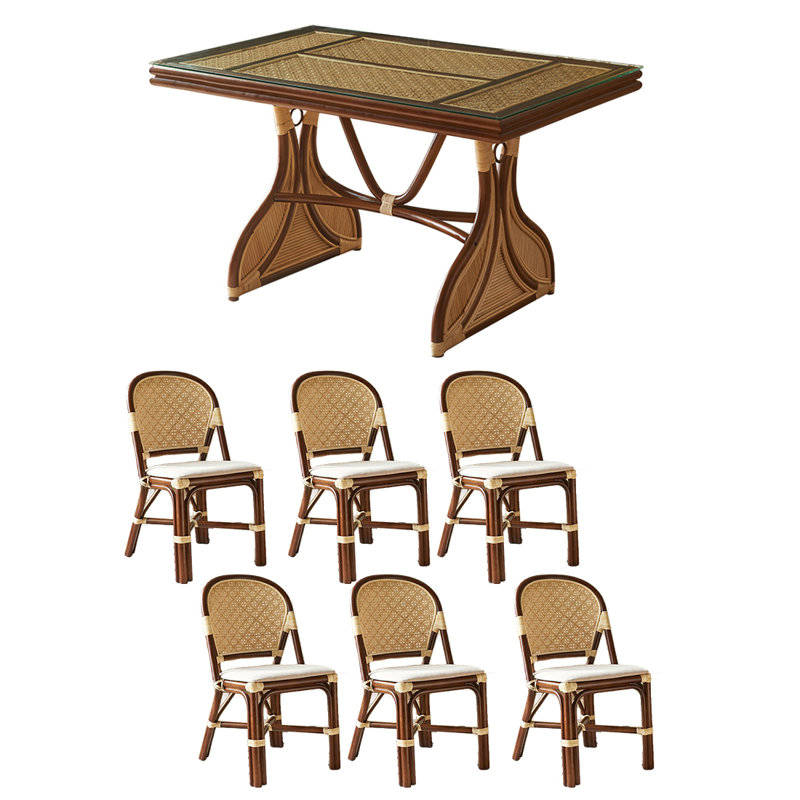Rattan Modern Dining Table Sets., 29.53"H x 59.06"L x 31.5"W