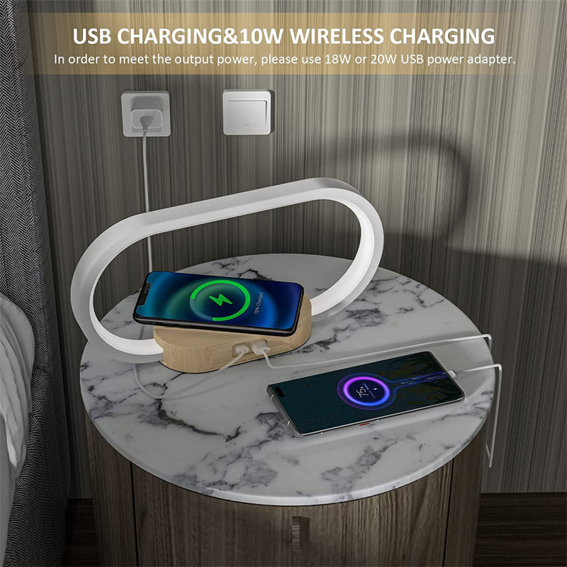 Bedside Lamp with Wireless Charging