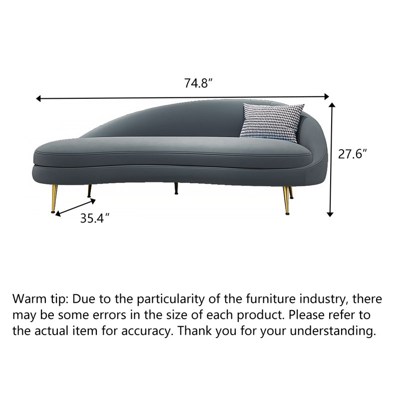 Chaise longue en velours de bois massif de style italien de luxe légère pour chambre à coucher et salon