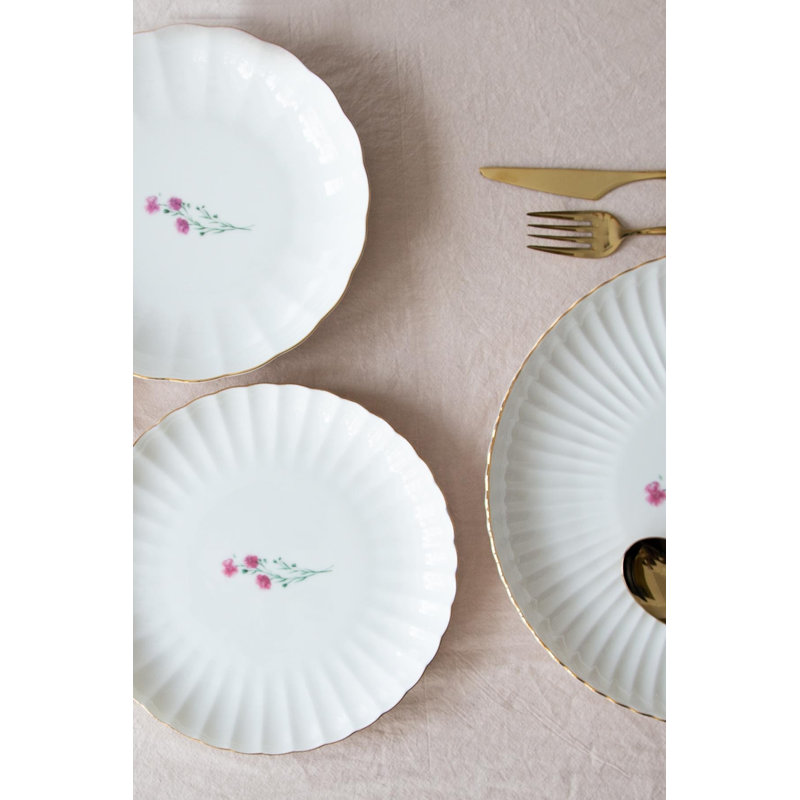 Elegant Cake Serving Set (6 Pieces), 8.3 x 8.3 x 0.8 inches | 100% Porcelain, Non-Dishwasher & Non-Microwave Safe | Perfect for Celebrations, Birthdays, and Weddings, Durable & Stylish Design