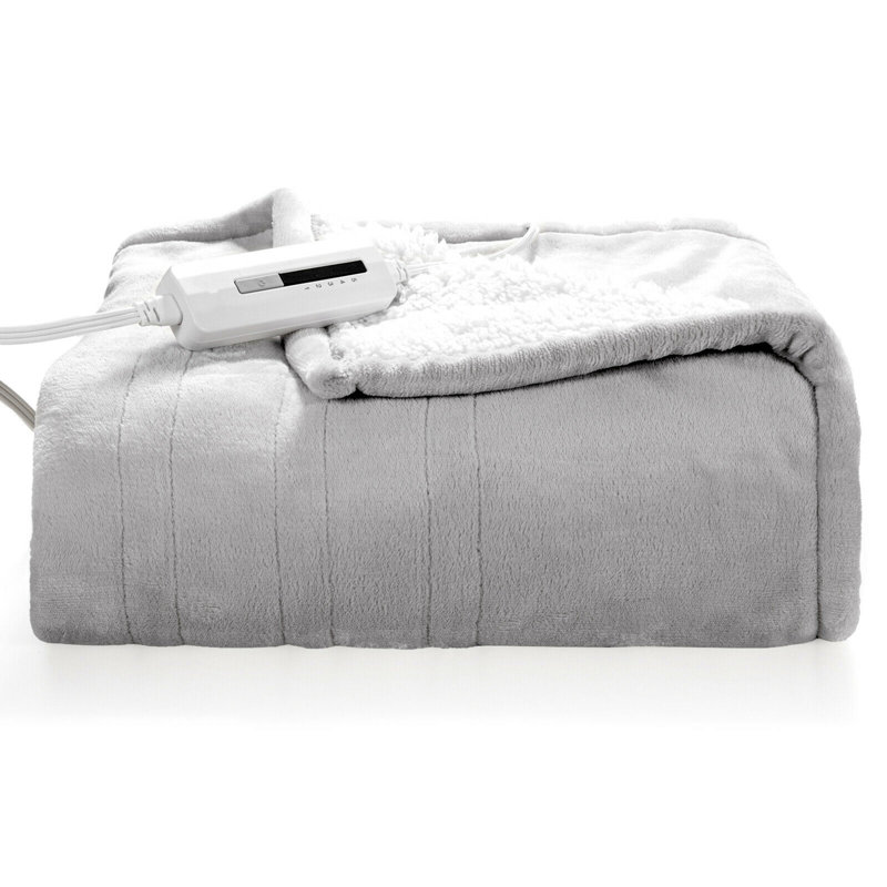 Jeté en sherpa électrique chauffé, gris
