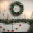 Artificial 24" LED Mixed Pine Christmas Wreath with Flocking, Pinecones and Berries, Green