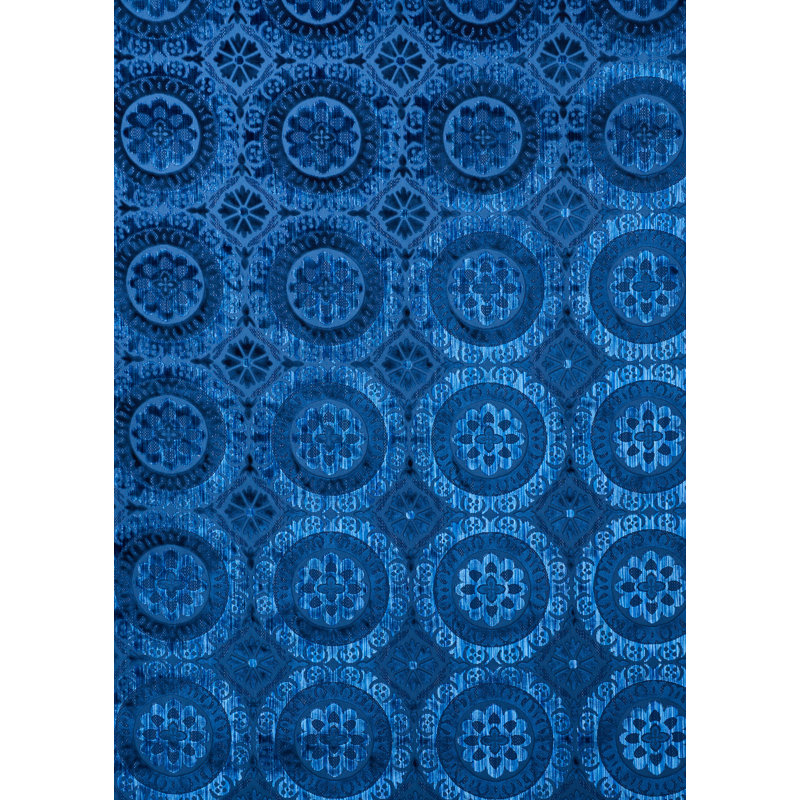 Suzani Strie Velvet Fabric, Sapphire