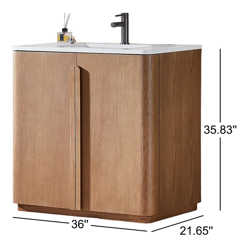 Parma 36" W Single Vanity, Natural Teak