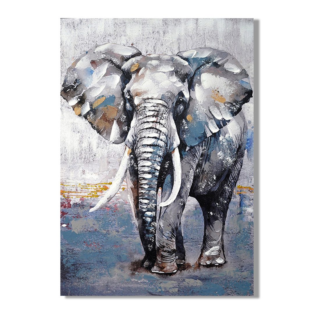 ORIGEN Decor Home Ethnic Elephant Picture Decorative Wall Painting - Vertical And Horizontal Animal Art 100x70cm - No Fr...