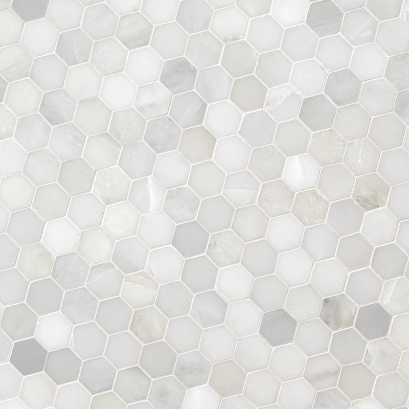 Iona Mist Hexagon 12 in. x 12 in. Polished Marble Mosaic Floor and Wall Tile