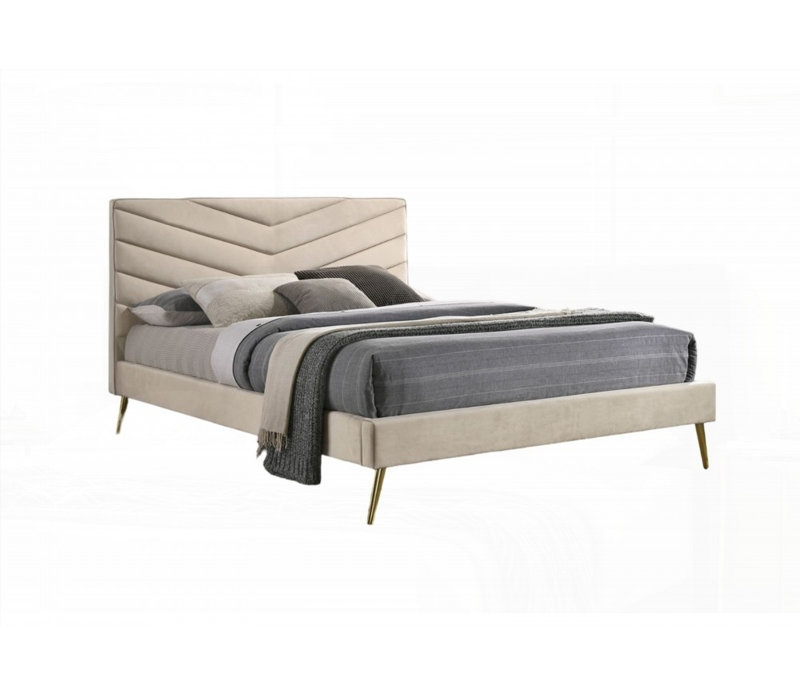 Lit de tête de lit rembourré en flanelle de style Queen Mid-Century