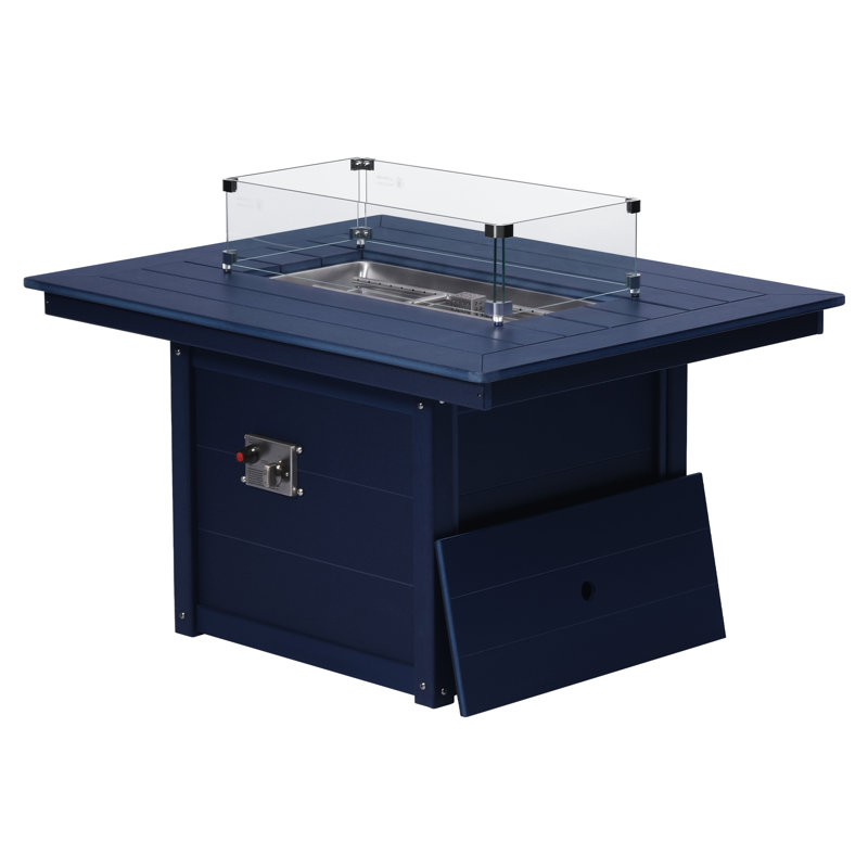 Rectangular 34" X 46" Fire Pit Table, 31.5" H x 46" W x 35" D, Blue