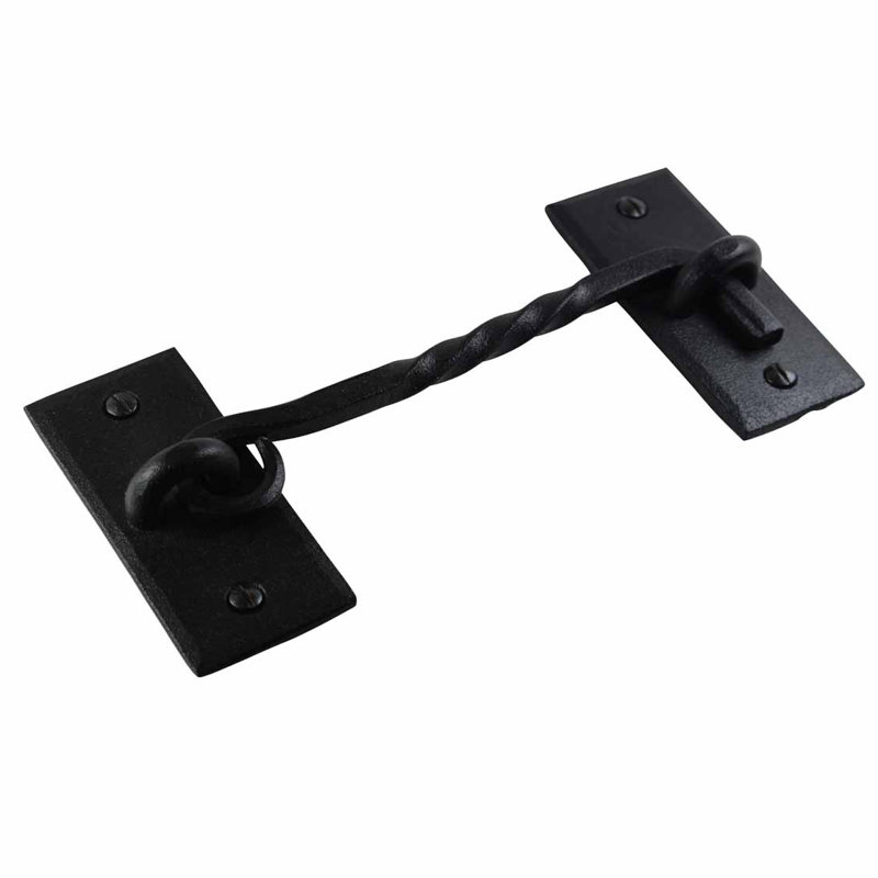 6.5" Black Wrought Iron Hook and Eye Door Latch