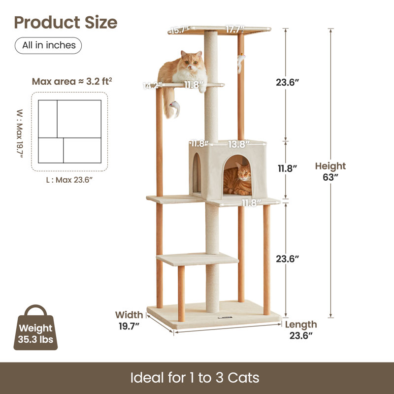 Arbre à chat 63 po H Dhanveer, Beige