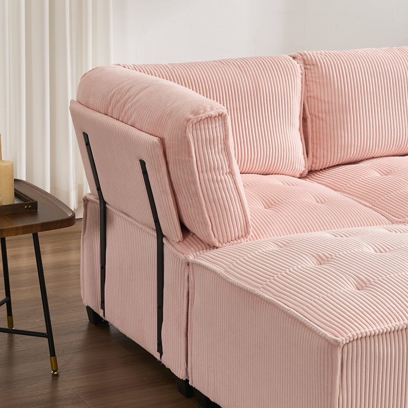 Canapé modulaire modulaire en U avec méridienne réversible convertible à 6 places pour un salon polyvalent