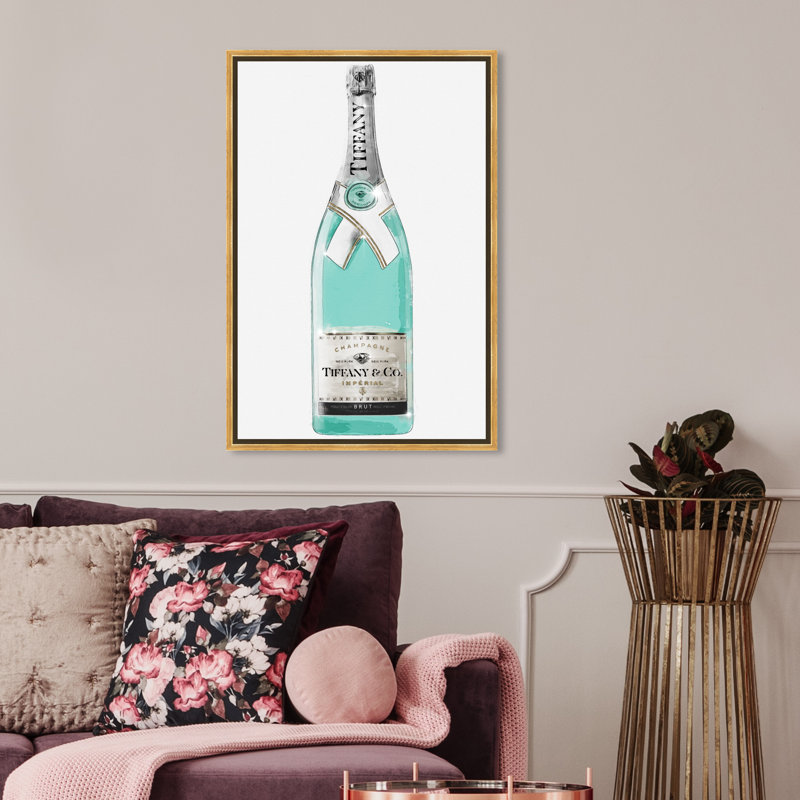 «Drinks and Spirits Priceless Champagne Bottle» par Oliver Gal, impression sur toile, H 30 po x l 20 po, Cadre doré