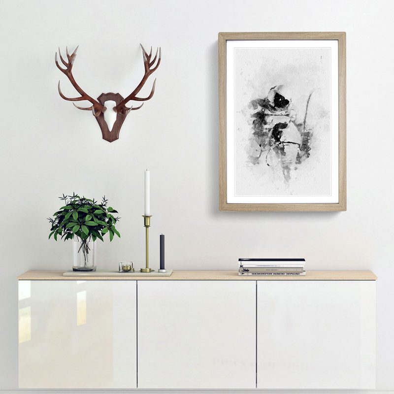 Astronaut in Space in Abstract - Picture Frame Graphic Art Print, Oak Framed, 48cm H x 36cm W x 2cm D