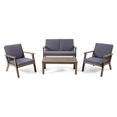 Channing Acacia 4 - Person Patio Conversation Set with Cushions