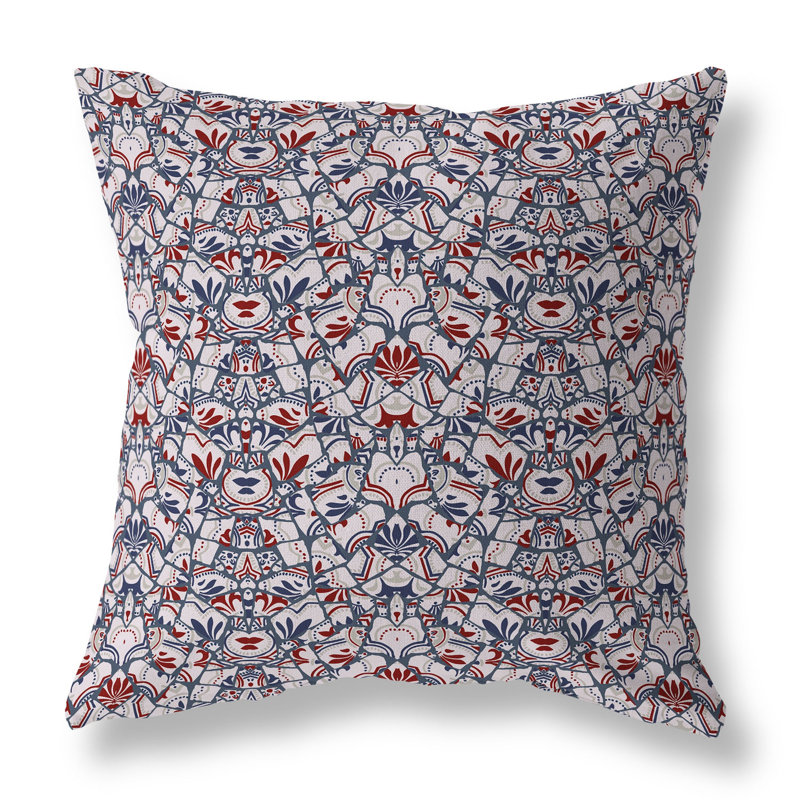 Coussin Wildflower Lagoon, H 18 po x l 18 po, Gris / rouge / rose