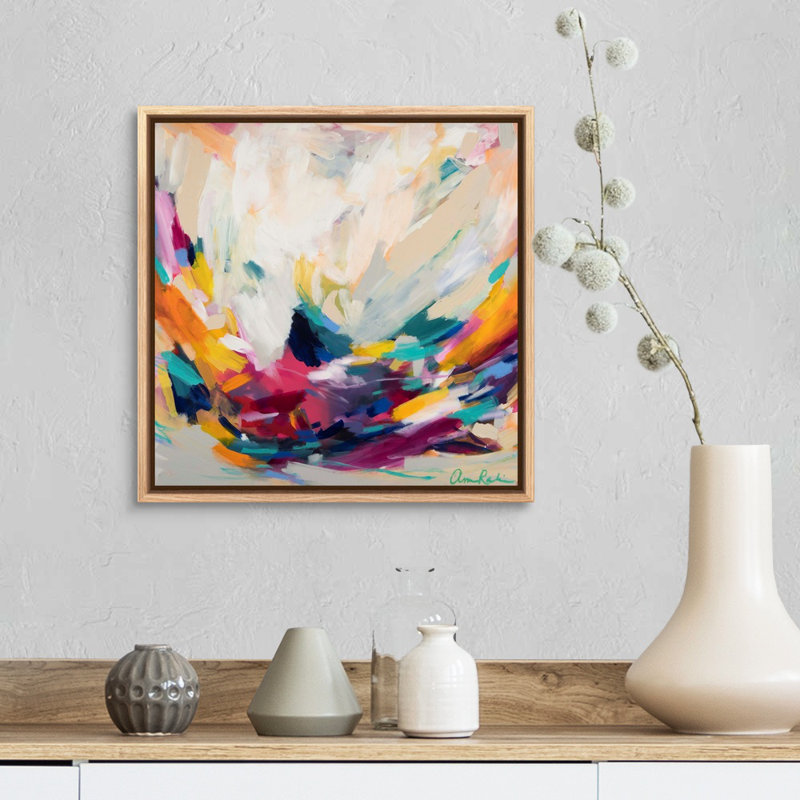 «New Beginnings» par Amira Rahim - reproduction sur toile, Toile avec cadre flottant, H 17,25 po x l 17,25 po, Naturel