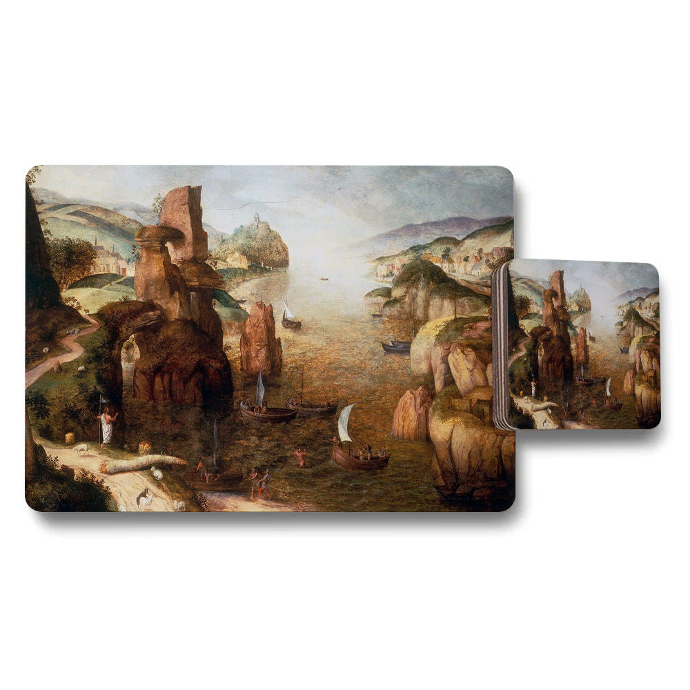 Seascape Placemats And Coasters Set Coastal Landscape Artwork